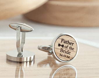 Vater der Braut Geschenke für Männer, personalisierte Manschettenknöpfe, manschettenknöpfe, Groomsman Geschenk für ihn, runde Hochzeit Manschettenknöpfe Geschenk für Papa