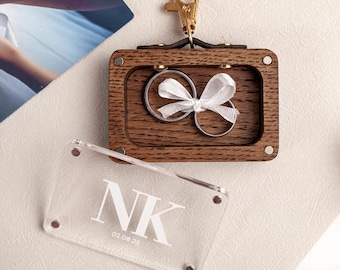 Personalized Dog Ring Bearer Pouch: Oak Wedding Ring Holder  SG