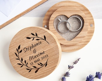 Gegraveerde houten ringbox gepersonaliseerd, ringhouder, rustieke ringbarerbox, alternatief ringkussen voor huwelijksceremonie ringbox hochzeit