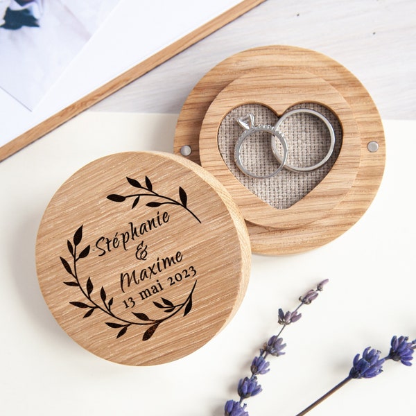 Engraved wooden Ring Box personalized, ring holder, rustic ring barer box, Alternative Ring Pillow for Wedding Ceremony ringbox hochzeit