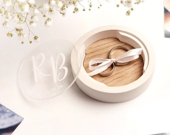 Caja de anillo de yeso personalizada para ceremonia de boda, almohada para portador de anillo, plato de anillo personalizado con soporte para anillo de compromiso, regalos nupciales para la novia