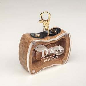 Bow Dog ring bearer box Personalized, wedding wooden ringbox custom SG
