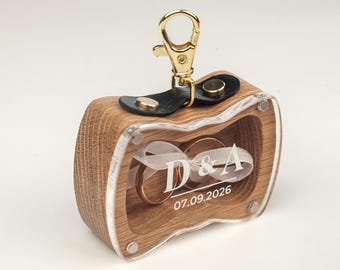 Bow Dog ring bearer box Personalized, wedding wooden ringbox custom SG