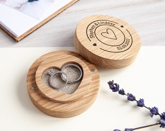 Engagement ring box for wedding ceremony | Wooden wedding ring bearer box | Custom wood  ringbox | ring bearer pillow | engraved ring holder
