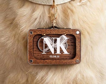 Oak Dog Ring Bearer Box with Collar Attachment, Wedding Outfit SG