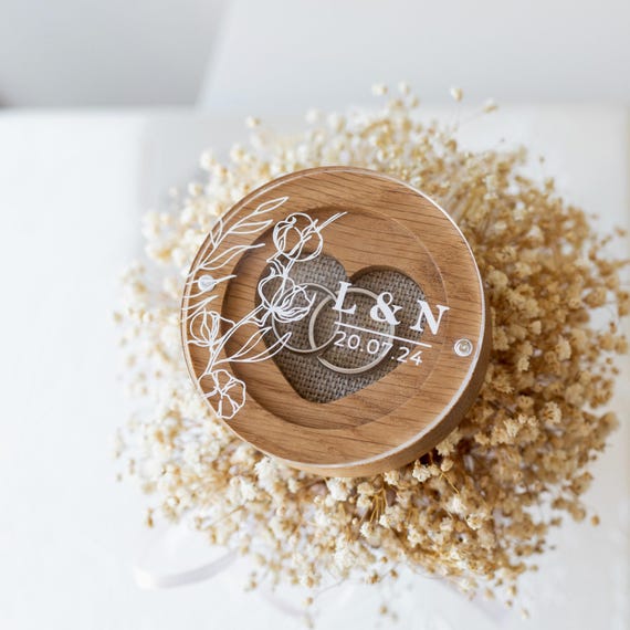 Wooden Ring Box Personalized ringkissen hochzeit  Wedding Ring Bearer Box for ceremony SG