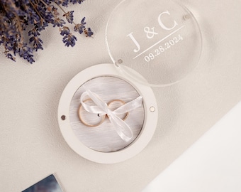Wedding RingBox for Ceremony custom logo – Personalized Gypsum Ring bearer box SG