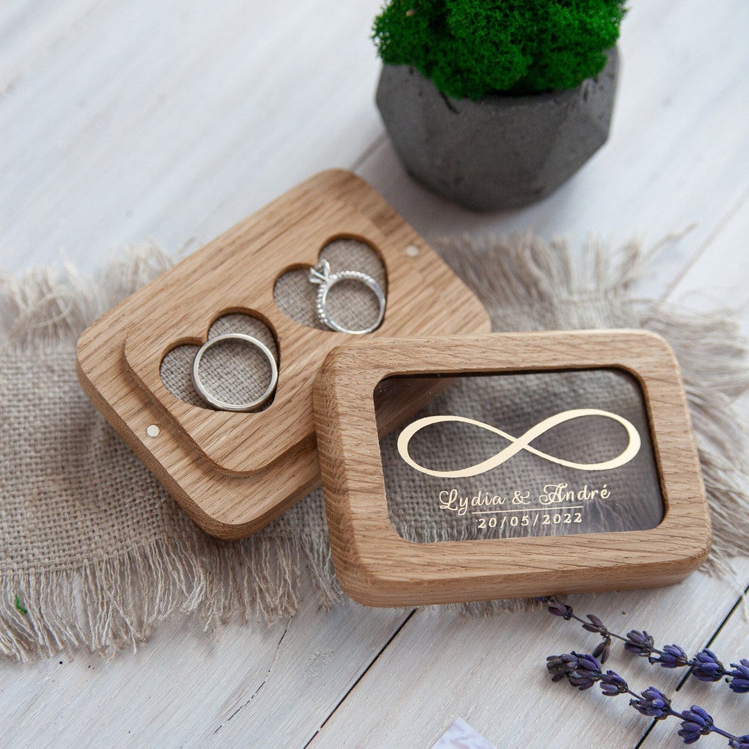 Wooden Ring Box for Wedding Ceremony, Custom Wood Ring Bearer Pillows
