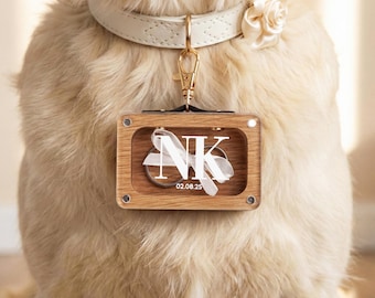 Oak Ring Bearer Box for Dog: Personalized Wooden Wedding Box DF