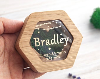 Hexagon ring bearer box,  Personalized  wooden ring box for wedding ceremony | engagement ring holder | ring pillow and ringdagger