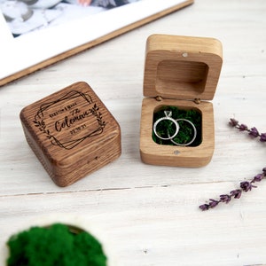 Square Ring bearer box for wedding ceremony, custom ringbox standesamt, Personalize ring holder, Infinity sun ringbox engagement gifts bride image 5