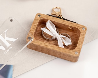 Custom Oak Dog Ring Bearer Box: Personalized Pet Wedding Ring Holder SG