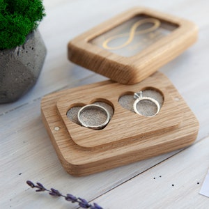 Ringschatulle aus Holz für die Trauung, Ringkissen aus Holz mit Ringkissen und Ringkissen für Hochzeiten Bild 4