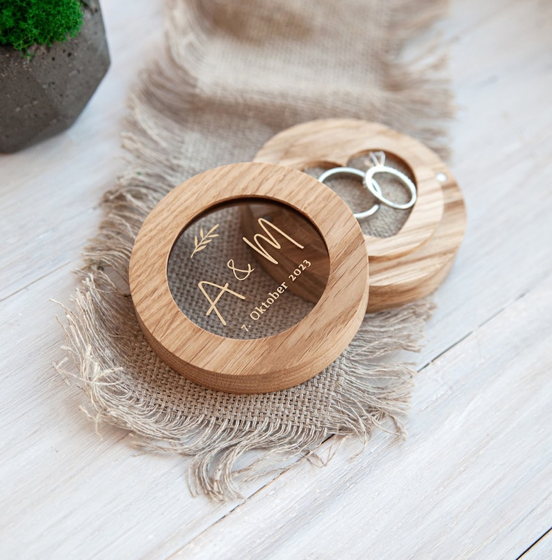 Custom Engraved Oak Wooden Ring Box - Ideal for Weddings, Engagements, and Anniversaries