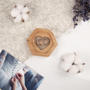 Caja de madera para anillos, caja personalizada para anillos de boda, caja para portador de anillos para ceremonia SG imagen 5