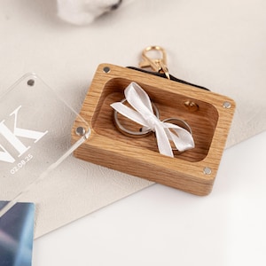 Dog-friendly wooden ring carrier box engraved with initials