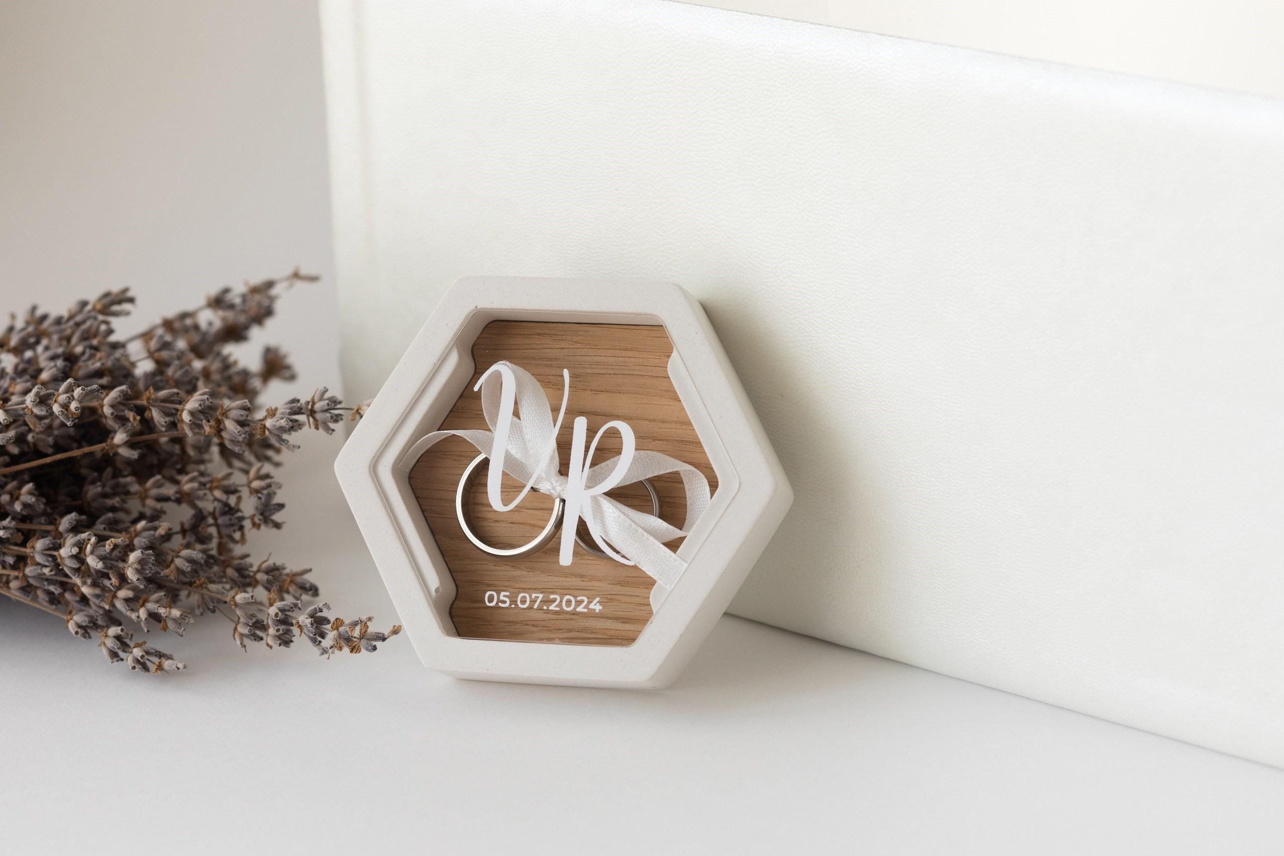 Wedding ring bearer box ceremony ring pillow engagement  engraved  gypsum ring box Wedding  alternative ring dish custom gift fo bride c8