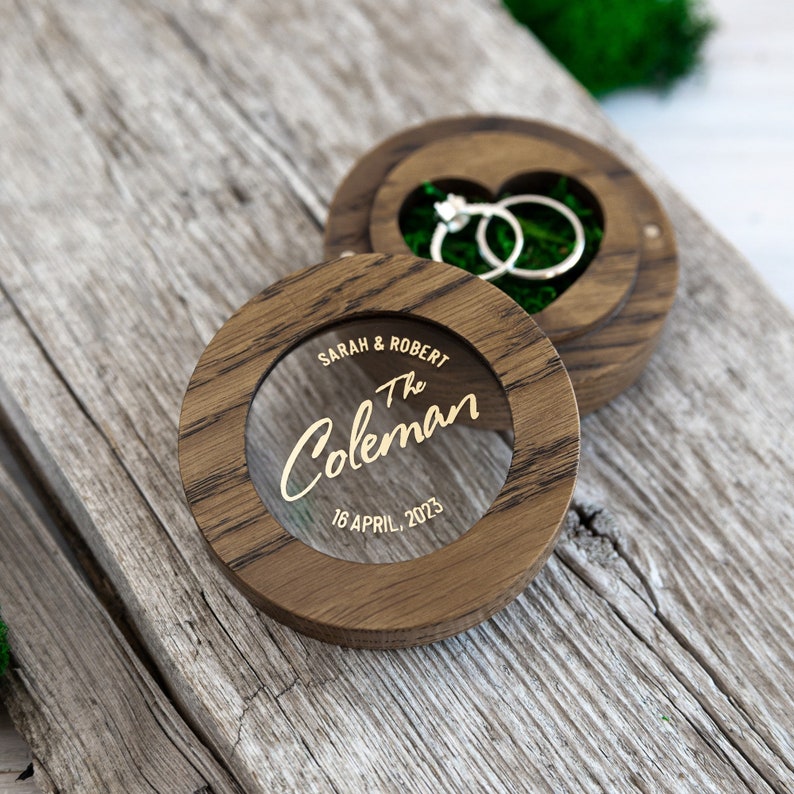 Wedding ring bearer box for ceremony, ringkissen, bridal gifts, ring holder, engraved ring box, wooden ring box hochzeit, Hölzerne Ringbox Standart | Dark