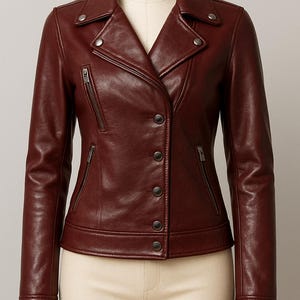 Women&#39;s Biker Leather Jacket-Ladies Leather Coat-Gift For Women-Women Handmade Custom Motorcycle Leather Jacket-Women Winter Leather Jacket