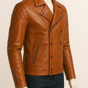 Men&#39;s Brown Leather Jacket-Premium Sheepskin Handmade Leather Jacket-Vintage Style Leather Jacket For Men-Men&#39;s Motorcycle Leather Jacket