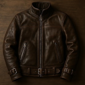 Men&#39;s Brown Leather Jacket-Distressed Men&#39;s Leather Jacket-Café Racer Style Men&#39;s Leather Wear-Vintage Style Leather Street Wear For Men