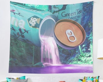 Funny Tapestries Wall Hanging Vaporwave Aesthetic Arizona Green Tea Waterfall Tapestry For Living room/Bedroom/College Dorm/Party/Home Decor