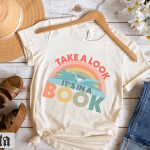 reading rainbow vintage tee shirt retro rainbow T-Shirt Take a look it's in a book Shirt for Reading tee Reading Book Gift for Book Lover