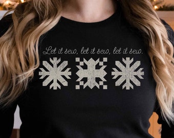 Snow Flake Quilt Block Long Sleeve Shirt, Distressed Quilt Block Shirt, Let is sew Quilt Tshirt, Quilter Shirt, Quilt Retreat Shirt