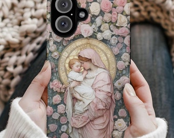 Mary and Baby Jesus IPhone Case Magsafe Phone Case Catholic Religious Gift Sacred Heart, Magnetic Virgin Mary iPhone Gift iPhone 16 15 14 13