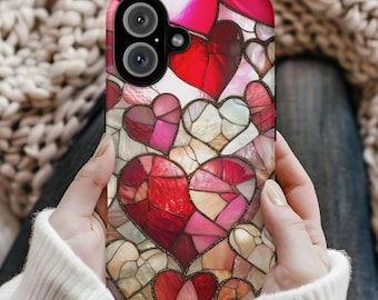 Stained Glass Heart IPhone Case Magsafe Phone Case, Heart Valentine iPhone Gift iPhone 16 15 14 13, Valentine&#39;s Day Gift, Magnetic Covers