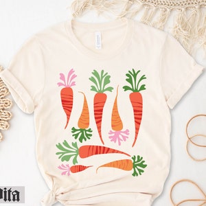 Carrot Shirt, Carrot Top Tee, Farmer Shirt, Maximalist Carrot Shirt, Farmers Market Top, Carrot Gardener, Plant Mom, Plant Dad, Veggies