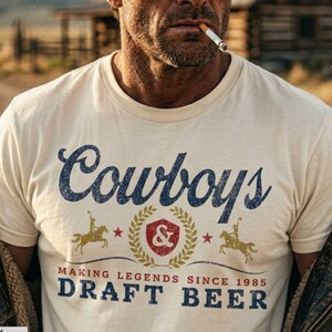 Vintage Cowboy Draft Beer Shirt, Comfort Colors Western Graphic Tee, Retro Rodeo T-Shirt, Coastal Cowboy Sweatshirt, Mens & Womens Gift