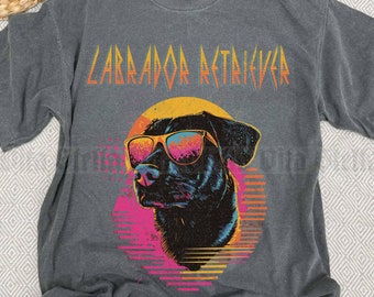 Camiseta de Labrador Negro, Camiseta Labrador Comfort Colors, Camiseta de Mamá Labrador Rock and Roll de los 80, Regalos para Perros Labrador Retriever, Camiseta para Papá Perro, Regalos para Dueños de Perros