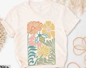 Bee Shirt, Wild Flower Shirt, Nature Shirt, Teacher shirt, Inspirational shirt, Mom shirt, No text, Matisse Style, Cute Women Tshirt