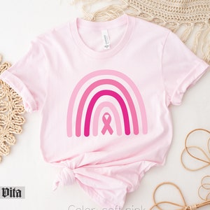 Camiseta do câncer de mama, camiseta do arco-íris do câncer, blusa de fita rosa, conscientização sobre o câncer, presentes de luta contra o câncer de mama para mulheres, camiseta do outubro rosa