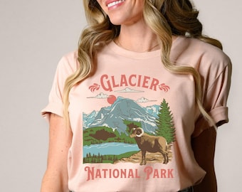 National Park Shirt, Glacier National Tee, Glacier National Park Shirt, hiking tshirt  , Oversized Tee, festival clothing women