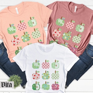 Quilt Shirt, Quilt Tshirt, Fall Quilting Shirt, Cottage Core Clothing, Quilted Apples Tee, Apple Picking Tee, Back To School, Teacher Shirt