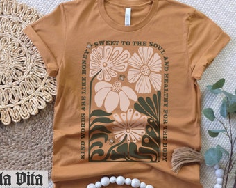 Chemise à fleurs, Soyez gentil, Esthétique florale, T-shirt minimaliste, Chemise à fleurs d'automne, T-shirt Proverbes, Chemise à fleurs sauvages, T-shirt à fleurs sauvages