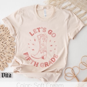 5th Grade T-Shirt, Western Teacher Shirt, Fifth Grade Teacher Shirt, Teacher Team Shirts,  Smiley Face Tee, Let&#39;s Go Girls Tee, Distressed