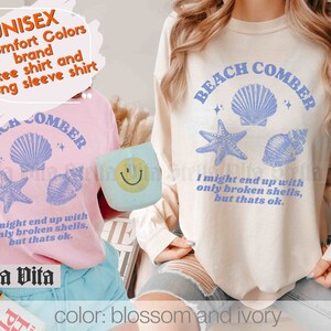 Seashell Shirt, Sea Shell Tshirt, Funny Beach Lover Gift, Beach Comber Comfort Colors Tee, Long Sleeve Beach Cover Up, Beachy coverup,