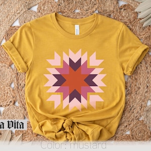 Quilt Block Tshirt, Quilt Tops, Warm Fall Colors, Homestead Star Quilt Block Shirt, Cottage Core Shirt, Quilt Tshirt For Quilt Retreat