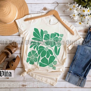 Wildflower shirt, Flower tee, Green Botanical Neutral t-shirt, Flower Market top, Beige festival shirt, Minimalist Floral tshirt