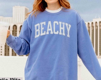 Beachy Sweatshirt, Beach Comfort Colors Long Sleeve Shirt, Beach Shirt, Summer Sweatshirt, Gift for Beach Lover, Beach Pullover, Coverup