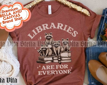 Bibliotheken zijn voor iedereen, ik lees verboden boeken, bibliotheekshirt, steun openbare bibliotheken, subversieve kleding, bibliothecaris, T-shirt leraar
