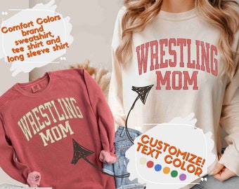 Wrestling Mom Shirt Comfort Colors Sweatshirt And Long Sleeve, Customize Team Color, Sport Mom Comfort Colors Tshirt, Mothers Day Gift
