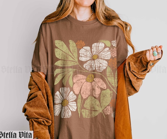 Boho Flower Tshirt, Comfort Color Floral Shirt, Cotton Oversized Graphic Tshirt, Wildflower Sweatshirt, Cottage Core, Whims Goth, Festival