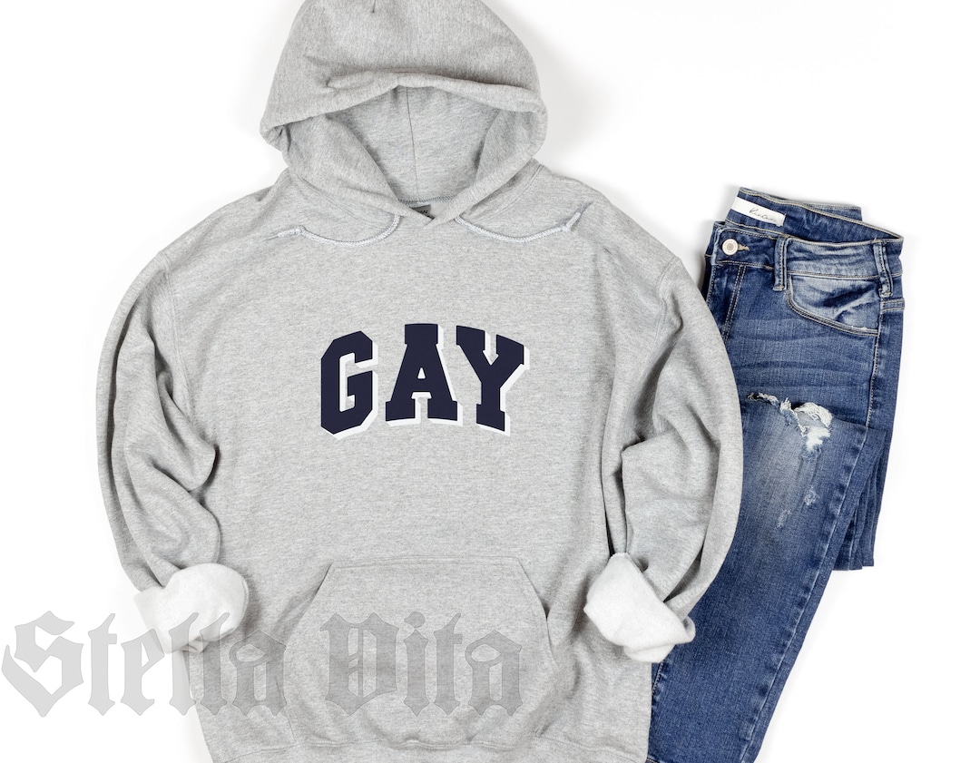 Minimalist LGBTQ Hoodie, University Type GAY Heavy Blend Hooded
