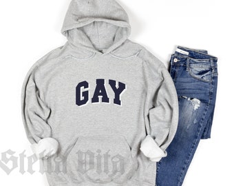 Felpa con cappuccio LGBTQ minimalista, felpa con cappuccio in misto pesante GAY tipo universitario, felpa con cappuccio Pride, GAY classica, felpa gay Gap