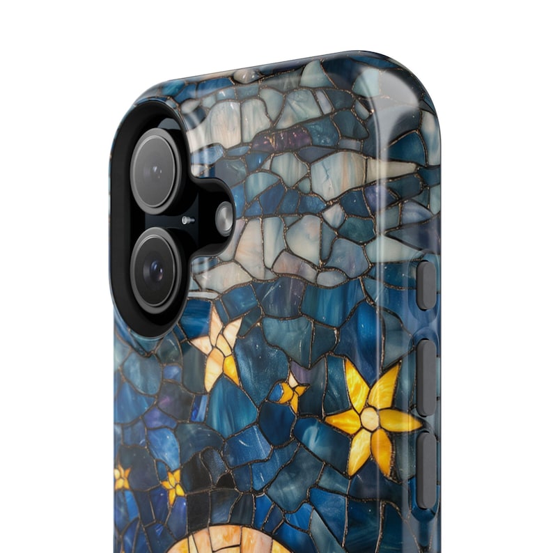 Stars Phone iPhone Case, Moon Celestial Magsafe Phone Cover , Stained Glass Cases, Celestial Stars Moon Phone Accessories, Space Lover image 5