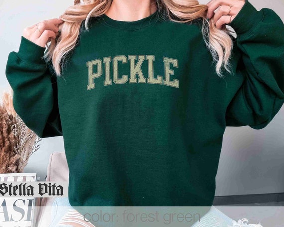 Pickle Sweatshirt Varsity Pickle Shirt, Pickle Lover Gift, Distressed Varsity Pickle Graphic, POTS, Loves Pickles, Funny Shirt